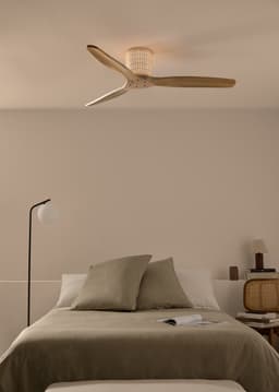 CREATE - Plafondventilator 40W stil Ø132 cm met LED verlichting in behuizing en lamp - M - Sfeerlicht - Afstandsbediening - WIND CALM RATTAN — thumbnail 4
