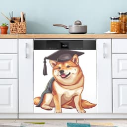 Magnetische Vaatwasserhoes - Keuken Decor - Keuken Opfrissen - Universele Compatibiliteit - 53 x 66 cm - Hond met hoed — thumbnail 1
