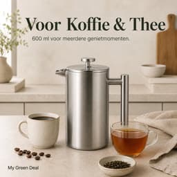 My Green Deal – RVS French Press 600 ml – Cafetiere – French Press Koffiemaker – Premium 304 RVS – Dubbelwandig & Vaatwasserbestendig — thumbnail 5