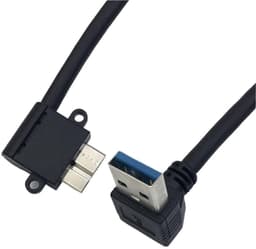 USB Kabel - Micro B stekker - Externe schijf aansluiten - 90 graden gebogen - 1 meter - Zwart — thumbnail 1