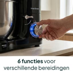 Keukenrobot - Mixer Keuken - Bakken Ingrediënten - Krachtige Motor - 6.2L Kom - Zwart — thumbnail 3