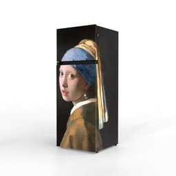 NUNKI MEDIUM-AVERM / Dubbel-Deurs Koelkast, E Klasse, 206l, Johannes Vermeer - Het meisje met de Parel, Satin (ALL sides) — thumbnail 5