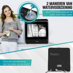 Compacte Vaatwasser - Mini Afwasmachine - Ruimte Besparen - App Bediening - 42.5 cm - Zwart — thumbnail 4