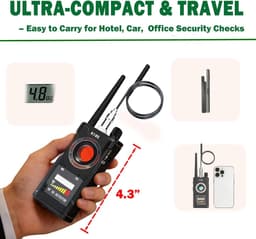 Professionele detector voor verborgen camera's, GPS-trackers en afluisterapparatuur | Zeer gevoelige en instelbare RF-signaalzoeker voor hotels, reizen en auto's | Compact en gebruiksvriendelijk voor optimale privacy en gemoedsrust — thumbnail 5