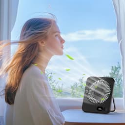 USB Tafelventilator - Stil - Kantelbaar - 5 Snelheden - Ventilator Bureau - Zwart — thumbnail 5