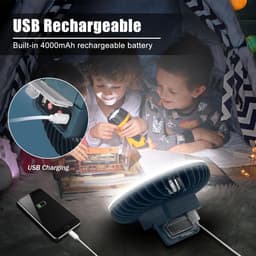 USB Oplaadbare Camping Ventilator met LED Lantaarn - Waterbestendig - Met Ophanghaak en Magneet - Multifunctioneel Noodaccessoire - Geschikt voor Binnen, Buiten, Wandelen en Noodsituaties — thumbnail 2