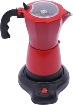 Elektrisch Koffiezetapparaat - Mokka Pot - Thuis Koffie Maken - Hoge Efficiëntie 480W - 6 Kopjes 300ml - Glanzend Rood — thumbnail 1