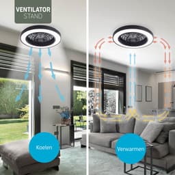 Varin® Plafondventilator met verlichting - Zwart - Tuya Wifi - LED 30W RGBW - Ø 50cm - Super stil - Afstandsbediening smart lamp - Plafondlamp slaapkamer - Plafonniere woonkamer - Plafondlampen - Plafond lamp - Verlichting kinderkamer - Ventilator — thumbnail 3