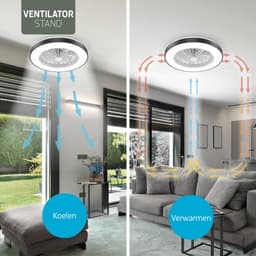 Varin® Plafondventilator met verlichting - Zwart - Tuya Wifi - LED 30W RGBW - Ø 50cm - Super stil - Afstandsbediening smart lamp - Plafondlamp slaapkamer - Plafonniere woonkamer - Plafondlampen - Plafond lamp - Verlichting kinderkamer - Ventilator — thumbnail 3