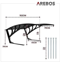 Robotmaaier Garage Carport 102 x 79 x 46 cm Weerbestendig UV-bescherming Metalen Voeten Grasmaaier Overkapping incl. Bevestigingsmateriaal Zwart — thumbnail 4