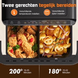 Saikefy Airfryer XXL - 11 L - 8Programma's - Dubbele Mand - Flexible Basket - Voor Pizza - Tot 8 Personen - Zilver — thumbnail 3