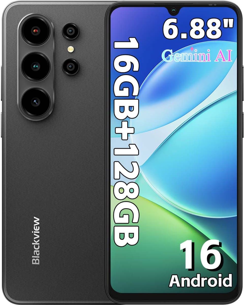 Blackview WAVE 10C Smartphone - Telefoon Dubbele Sim 4G - 6,88" HD+ IPS - 16GB(4+12) RAM - 128GB ROM - 5000 mAh - Android 16 - GPS - Zwart — afbeelding 1