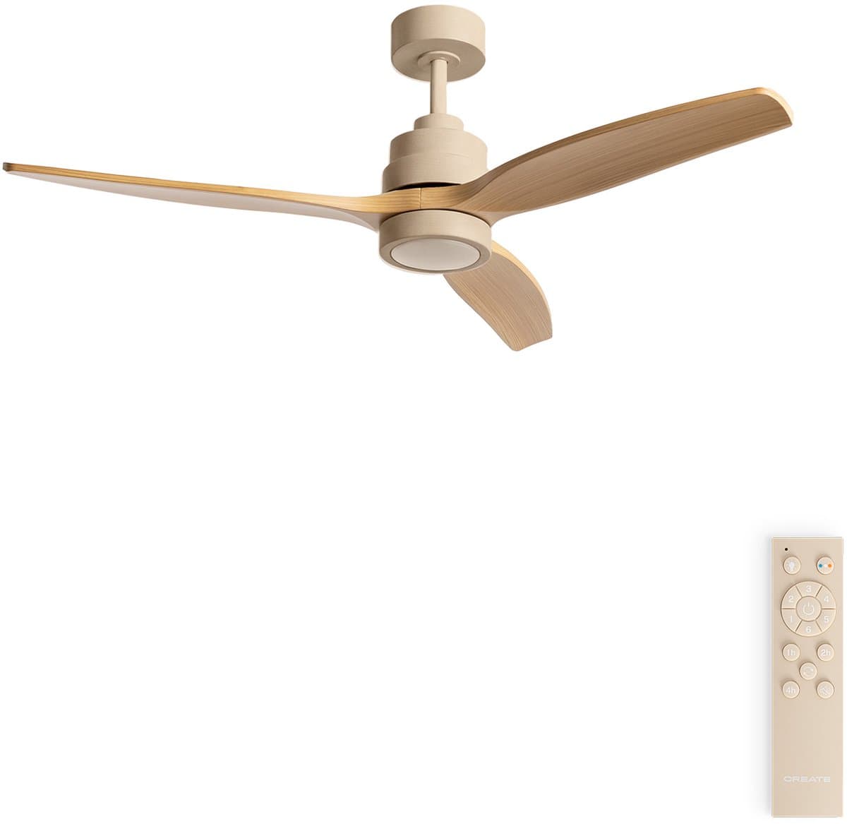 CREATE - Stille plafondventilator van 40 W met technische ABS-bladen, verkrijgbaar in verschillende maten - M - Met licht - Afstandsbediening - WIND STYLANCE — afbeelding 1