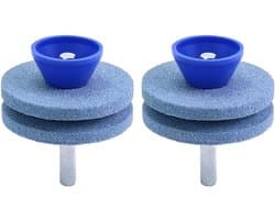 Grasmaaier Mes Slijper 2pcs - Blauw Corundum Dubbele Laag - Duurzaam en Robuust - Geschikt voor Elektrische Handboor - ShopVlot