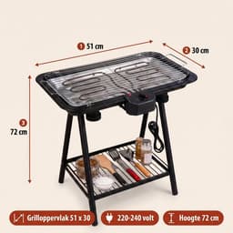 Lomera Elektrische Barbecue - Elektrische BBQ - Barbecue Staand - Tafelbarbecue - Tafel BBQ - Elektrische Grill - Rookloze Barbecue - Binnen Barbecueën - Barbecuegrill - BBQ met Onderstel - Balkon BBQ - Tuin BBQ - Elektrische Grillplaat — thumbnail 4