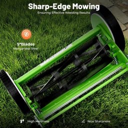 Handgrasmaaier 40 cm - Cilinder maaier - Gazon onderhoud - 9 Hoogte standen - 44 Liter mand - Groen — thumbnail 3