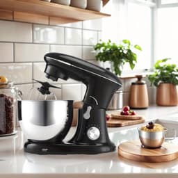 Keukenmixer – Mengmachine – Bakmixer – Deegkneder – Standmixer – 1400W Krachtige Motor – 4,5 Liter RVS Mengkom – Zwart — thumbnail 1