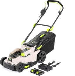 Accugrasmaaier - Draadloze grasmaaier - Gazon onderhoud - Dubbele accu aandrijving - 37 cm snijbreedte - Groen zwart grijs — thumbnail 1