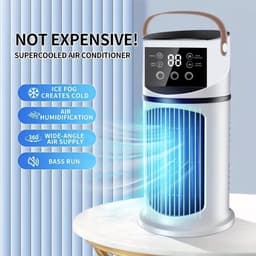 Mini aircooler - 6 snelheden, USB, watertank, timer, luchtkoeler voor bureau slaapkamer en thuiswerkplek - Wit — thumbnail 4