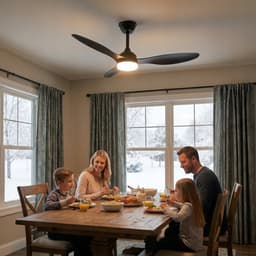 2-in-1 LED Plafondventilator Zwart – 106 cm, Met Afstandsbediening & App, Dimbare 3 Kleurtemperaturen, 6 Snelheden – Stille Omkeerbare DC Motor – Geschikt voor Woonkamer, Slaapkamer of Keuken — thumbnail 3