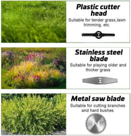 Elektrische Grasmaaier - Snoerloze Trimmer - Tuin Onderhouden - Drie Snijbladen - 90-125 cm - Zwart — thumbnail 5