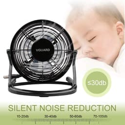 USB Tafelventilator – Stil – Compacte Ventilator – 360° Verstelbaar – 1,5m USB Kabel – Zwart — thumbnail 3