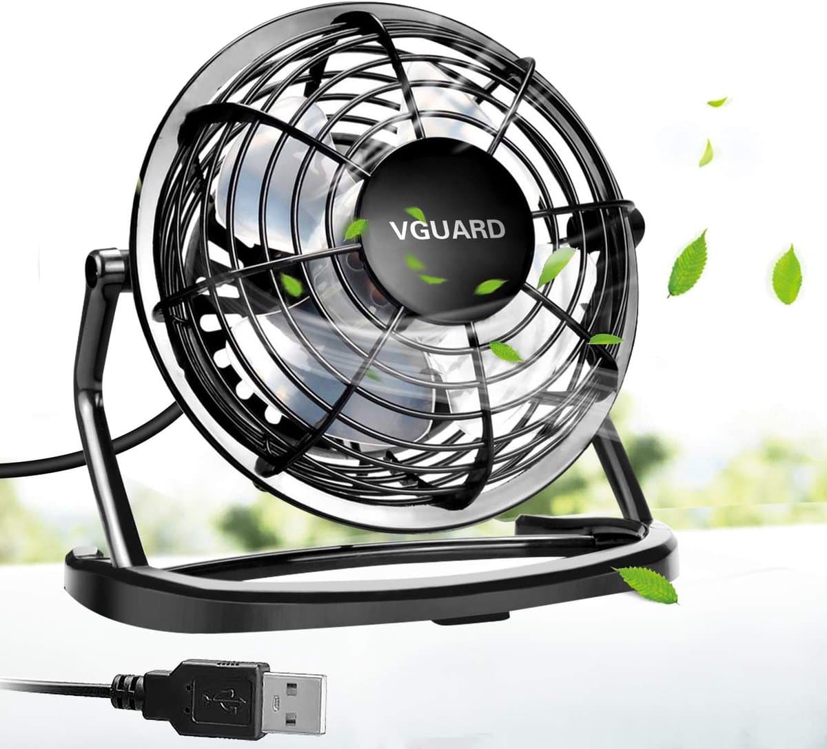 USB Tafelventilator – Stil – Compacte Ventilator – 360° Verstelbaar – 1,5m USB Kabel – Zwart — afbeelding 1