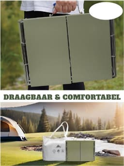 34 x 23 cm opvouwbare draagbare houtskoolgrill, kleine campinggrill voor 1-3 personen, BBQ grill voor buiten, geschikt voor tuinen, stranden, gazons en tafelbladen, Groen — thumbnail 3