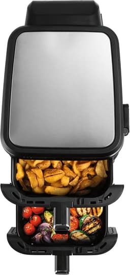 Heteluchtfriteuse Dubbele Kamer - Airfryer XXL - Twee Gerechten Tegelijk - Slank Design Kijkvensters - 10 Liter Volume - Zwart — thumbnail 5