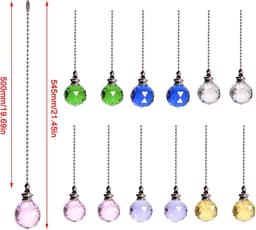 Plafondventilator Trekketting - Kristal Trekkoord Lamp - Ventilator Bediening - Prismatische Kristal Bal - 50 cm Ketting - Roze — thumbnail 1