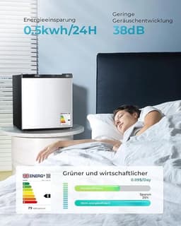 MakkelijkMooi Zwarte Bar Koelkast - Mini Koelkast - met Vriesgedeelte - Energiezuinig - inhoud 46 ltr - Met Omkeerbare Deur — thumbnail 3