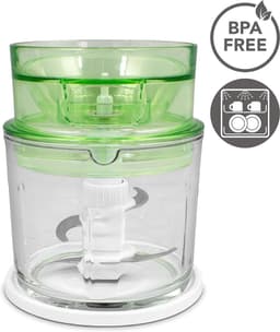 Universele Keukenmachine - Mini Hakker - Snel Ingrediënten Verwerken - Krachtige 550 Watt Motor - 700 ml Kom - Groen Wit — thumbnail 4