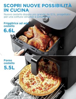 Verticale Airfryer - Dubbele Zone - Veelzijdig Koken - App Bediening - 11 Liter - Zwart — thumbnail 2
