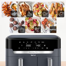 Dubbele Heteluchtfriteuse - Airfryer met 2 kamers - Gezond Koken - Twee gerechten tegelijk - 11 Liter XXL - Antraciet Grijs — thumbnail 2