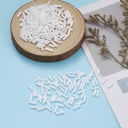 Set van 6 witte glazen buisvormige bugel zaadkralen van 18 mm voor het maken van sieraden en creatieve doe-het-zelf projecten — thumbnail 5