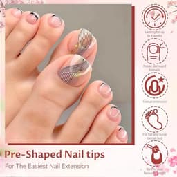Zachte gel nagelstickers voor vierkante teenagels in een set met 12 maten, ideaal voor eenvoudig aanbrengen van een french manicure op teennagels — thumbnail 3