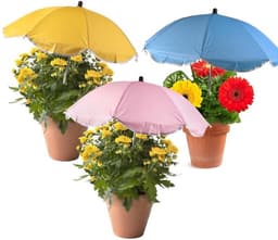 3 stuks plantenparaplu's voor buitenplanten, buigzame tuinparaplu's inclusief geel, roze en blauw voor tuinbedden, potgroenten en fruit — thumbnail 1