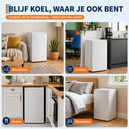 Celestul Mini Koelkast 90L - Koelkast met Vriesvak - Stille Minibar 41 dB - Compacte Koelkast voor Slaapkamer, Kantoor & Studentenkamer - Wit — thumbnail 3