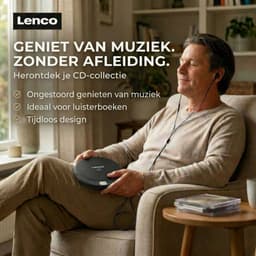Lenco CD-010 Discman - Draagbare CD Speler met Oordopjes - Zwart — thumbnail 3