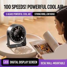 KZQ Kleine Individuele Ventilator Met 5 Windstanden - Usb Aangedreven Lichtgewicht Handventilator 1800mAh Lange Accuduur - Voor Reizen Kantoor Studie En Zomer - Grijs — thumbnail 2