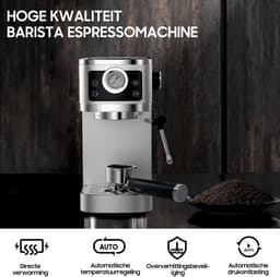 AIMASON CM1660 Halfautomatische Espressomachine - 1350W Semi-Automatische Espresso Koffiemachine - 20 Bar Ulka-pomp – Melkopschuimer – 1,3 L Watertank – RVS — thumbnail 4