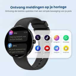 Avalue - AMOLED Dames Smartwatch - Hartslagmeter - Slaapmonitor - Vrouwengezondheid - Multisport - Android & iOS - RVS en Siliconen Band - Zwart — thumbnail 4