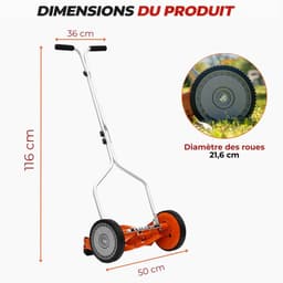 Handmaaier - Grastrimmer Cilinder - Gazon Onderhoud - Precisie Knipsysteem - 35cm Snijdbreedte - Oranje — thumbnail 2
