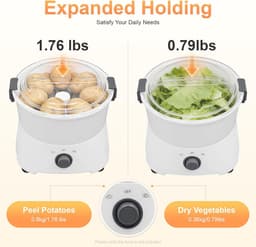 Elektrische Aardappelschilmachine - Automatische Dunschiller - Snel Groenten Schillen - 85W Koperen Motor - 0.8 kg Capaciteit - Wit — thumbnail 5