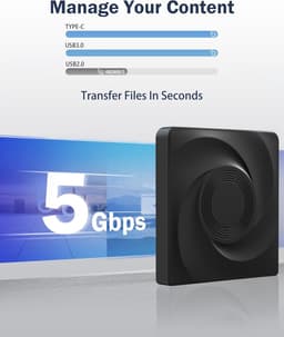 Externe schijf - Optisch station - Films kijken - USB 3.0 Type-C - 14.5 cm - Zwart — thumbnail 3