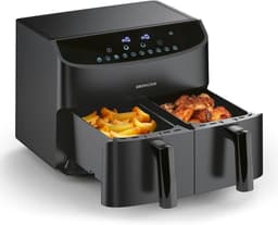 Dubbele Kamer Heteluchtfriteuse - Airfryer Dubbel - Gezond Frituren - Smart Finish Synchronisatie - 7 Liter - Zwart — thumbnail 1