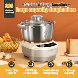 Deegmachine Elektrisch - Deegbereider Mixer - Brood Pizza Maken - Automatisch Kneedt - 5 Liter - Zilver — thumbnail 5