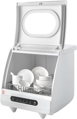 Vaatwasser, draagbare mini-vaatwasser, compacte vaatwasser, 5 programma's, mini-tafelvaatwasser, 5 liter water nodig voor woningen, slaapzalen en campers (wit) — thumbnail 1