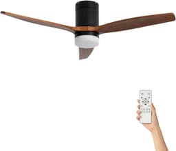 Fantiluxe - Filip - Plafondventilator met verlichting - Zwart Donker Hout - Ø132cm - Afstandsbediening - Met lamp - Plafond ventilator - Slaapkamer — thumbnail 1