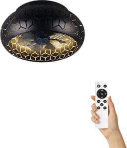 Fantiluxe - Kasper - Plafondventilator met verlichting - Zwart Goud - Ø50cm - Afstandsbediening - Met lamp - Plafond ventilator - Slaapkamer — thumbnail 1